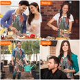 thumbnail image 4 of Pioneer Flower Floral Print Pattern Apron-Garden Aprons for Women with Pockets-Cotton Linen Waterproof Kitchen Cooking Gardening Aprons Adjustable for Kitchen,Cooking,BBQ and Salon 33x27 Inch, 4 of 7