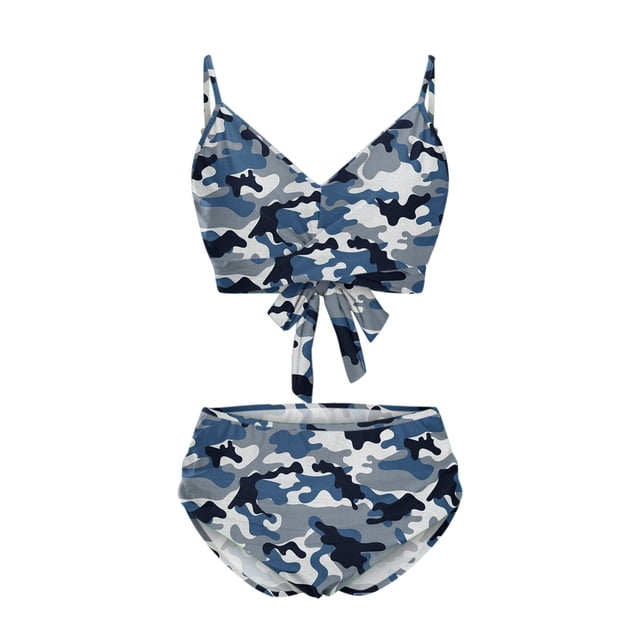 Traje de baño de dos piezas para mujer, cómodo, con pecho alto, en contraste OAVQHLG3B Store lin121212