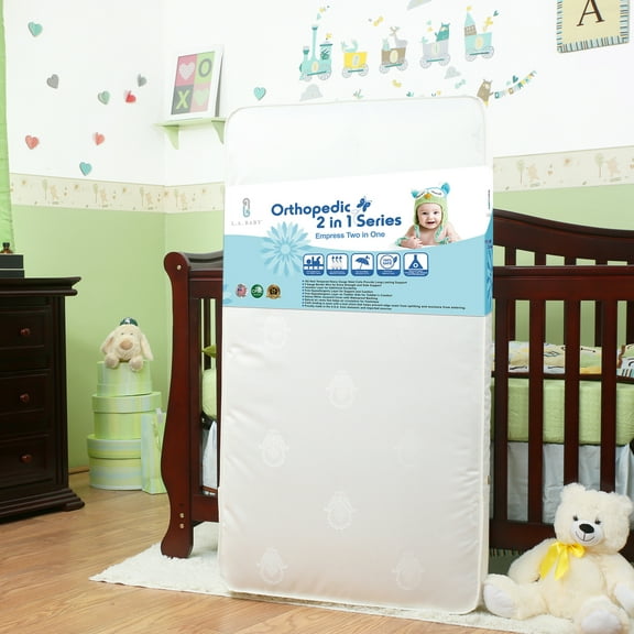 2-Stage Premium Standard Crib/Toddler Waterproof Mattress with Natural Coconut Fiber Layer