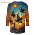 thumbnail image 3 of Cloaraye Halloween Crew Neck T Shirts for Women 3/4 Sleeve Plus Size Tops Fashion Print Loose Halloween Shirts, 3 of 5