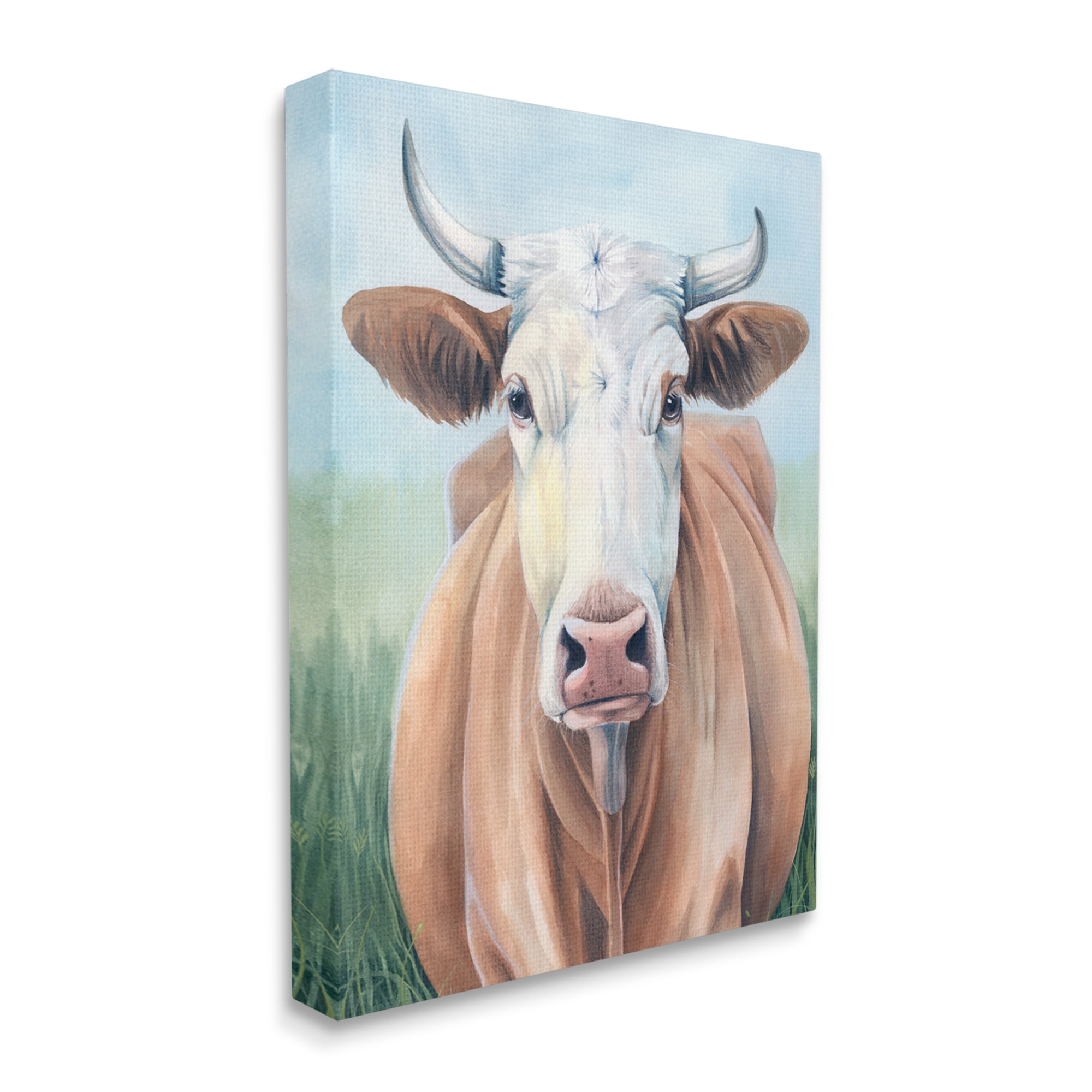 Stupell Industries Brown Cow Gazing Portrait Animals & Insects Painting Gallery Wrapped Canvas Art Print Wall Art, 24 x 30