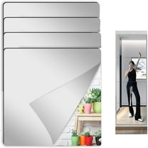 NOGIS 4 Pack Wall Mirror Tiles, 8 x 8 inch Self Adhesive Acrylic Square Mirror, Flexible Mirror Sheets Wall Stickers Frameless Small Mirrors Set for Bathroom Home Gym