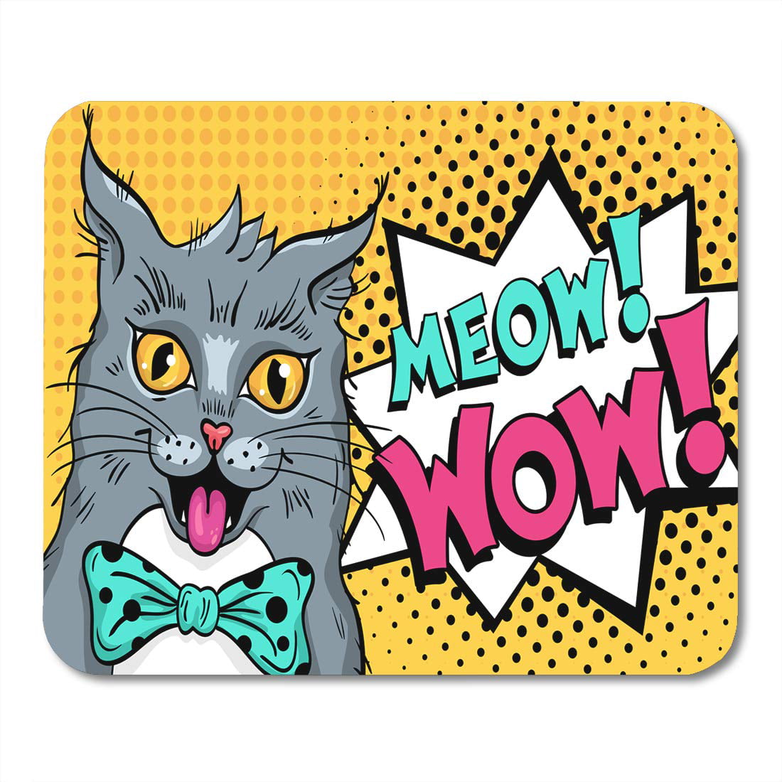 Peeking Cat in Retro Colors, Mouse Pad With Wrist Rest