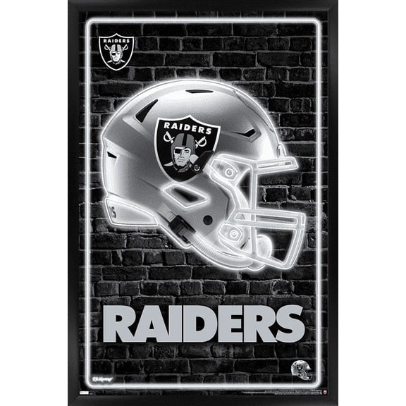 NFL Las Vegas Raiders - Neon Helmet 23 Wall Poster, 14.725" x 22.375" Framed