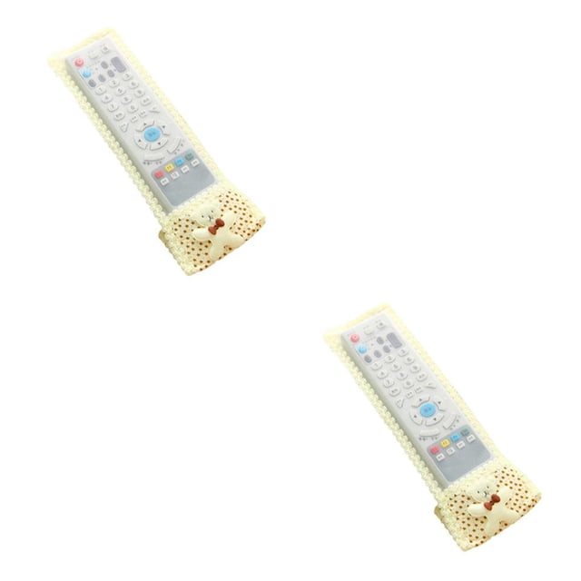 bedienty TV Remote Controller Case Home Interesting Air Conditioner Controllers Cases Small Bear Design Dustproof Cover beige yellow S(18.5x8cm) 2Set