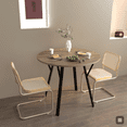 thumbnail image 4 of 35.43" Round Dining Table,Retro and Elegant Dining Table,with Black Metal Frame Structure,Suitable for Dining Rooms,Kitchens,for 2-4 People.Brown, 4 of 8