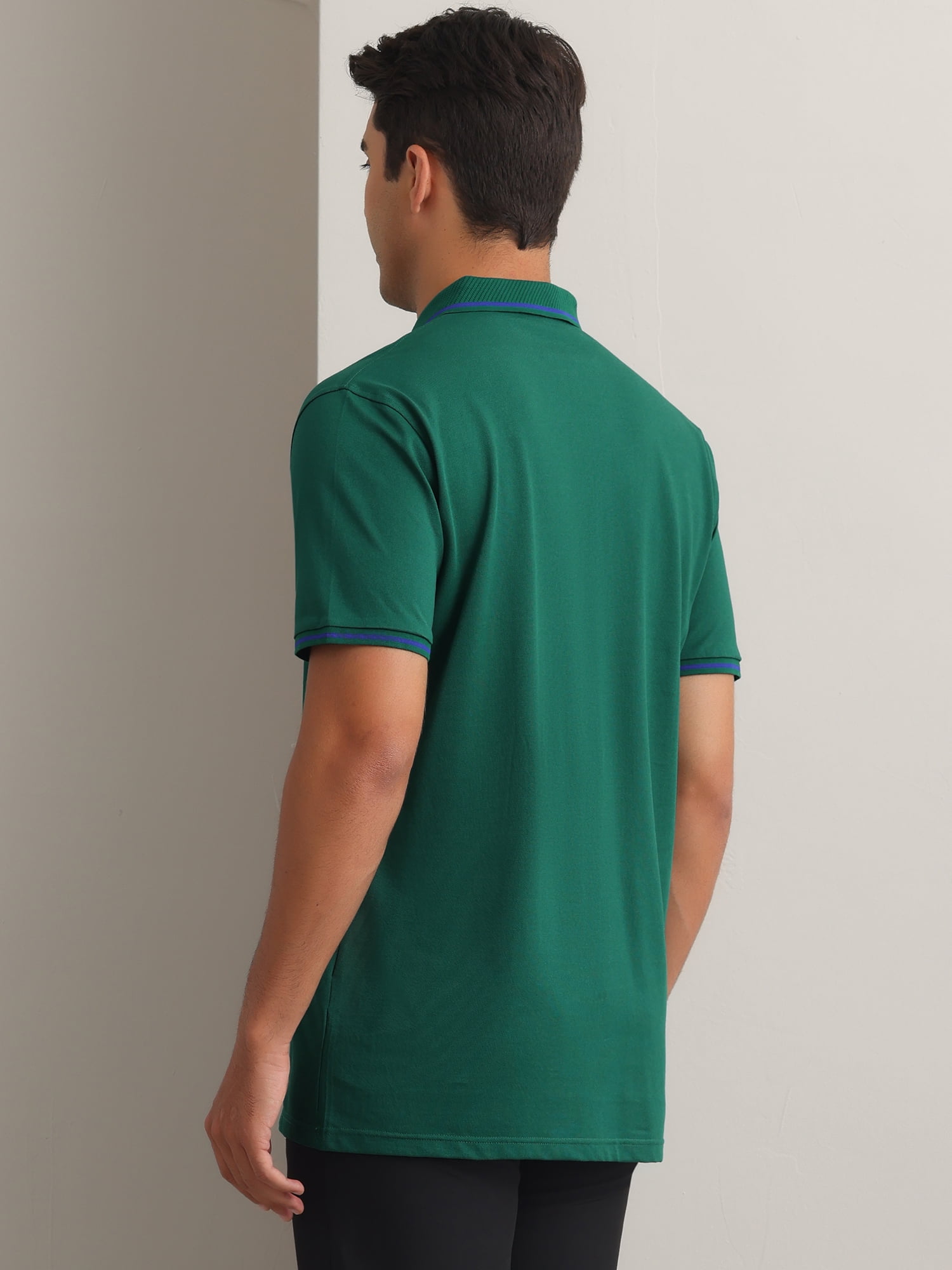 DARING DIVA Men's Polo Short Sleeves Classic Fit Business Summer Golf Shirt L Dark Green