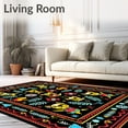 thumbnail image 2 of ODIKA 8'x10' Machine Washable Non-Slip Area Rug, Festive Dog and Pinecone Interlocking Motif in Abstract Folk High Traffic Rug, Black, 743811, 2 of 7
