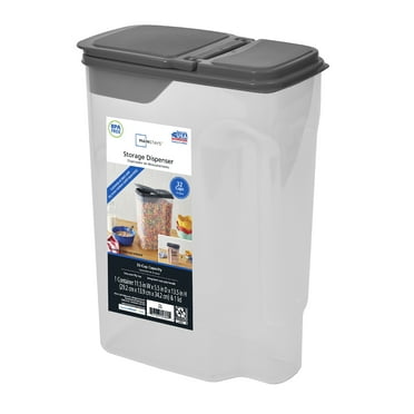 Mainstays Clear Plastic Cereal Dispenser with Lid, 32 Cup Airtight Cereal Storage Container for Pantry Organization and Dry Food Storage, 9.75" x 5.38" x 13.5"