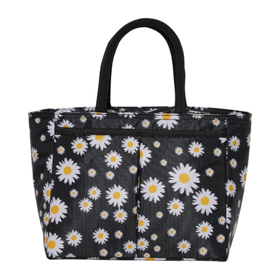 Insulated Lunch Bag with Ice Pack, Large Capacity Tote for Work, School, Picnics, and Outdoor Activities in Black