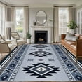 thumbnail image 2 of 5x8 Area Rugs, Blue Aztec Non-Skid Rubber Backing Large Rectangle Rugs - Living Room Bedroom Home Office, Boho Southwest Farmhouse Ethnic Motifs Indoor Floor Mat Carpets Washable Rug, 2 of 9