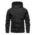 thumbnail image 7 of LYSMORA 2026 Men's Multi Pocket Hood Utility Softshell Jacket, Cargo Zipper Waist Pockets Hook Loop Cuff Long Sleeve Loose Fit Hiking Travel Outerwear, 7 of 7