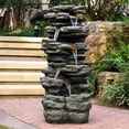 thumbnail image 2 of 40in High Outdoor 6-tier Rock Cascading Water Fountain with LED Lights, 2 of 5