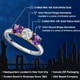 thumbnail image 2 of Gem Stone King 10K Two Tone Gold Lab Grown Diamond and Purple Amethyst Engagement Ring for Women | 1.45 Cttw | Round 5MM | Gemstone April Birthstone | Size 8, 2 of 6