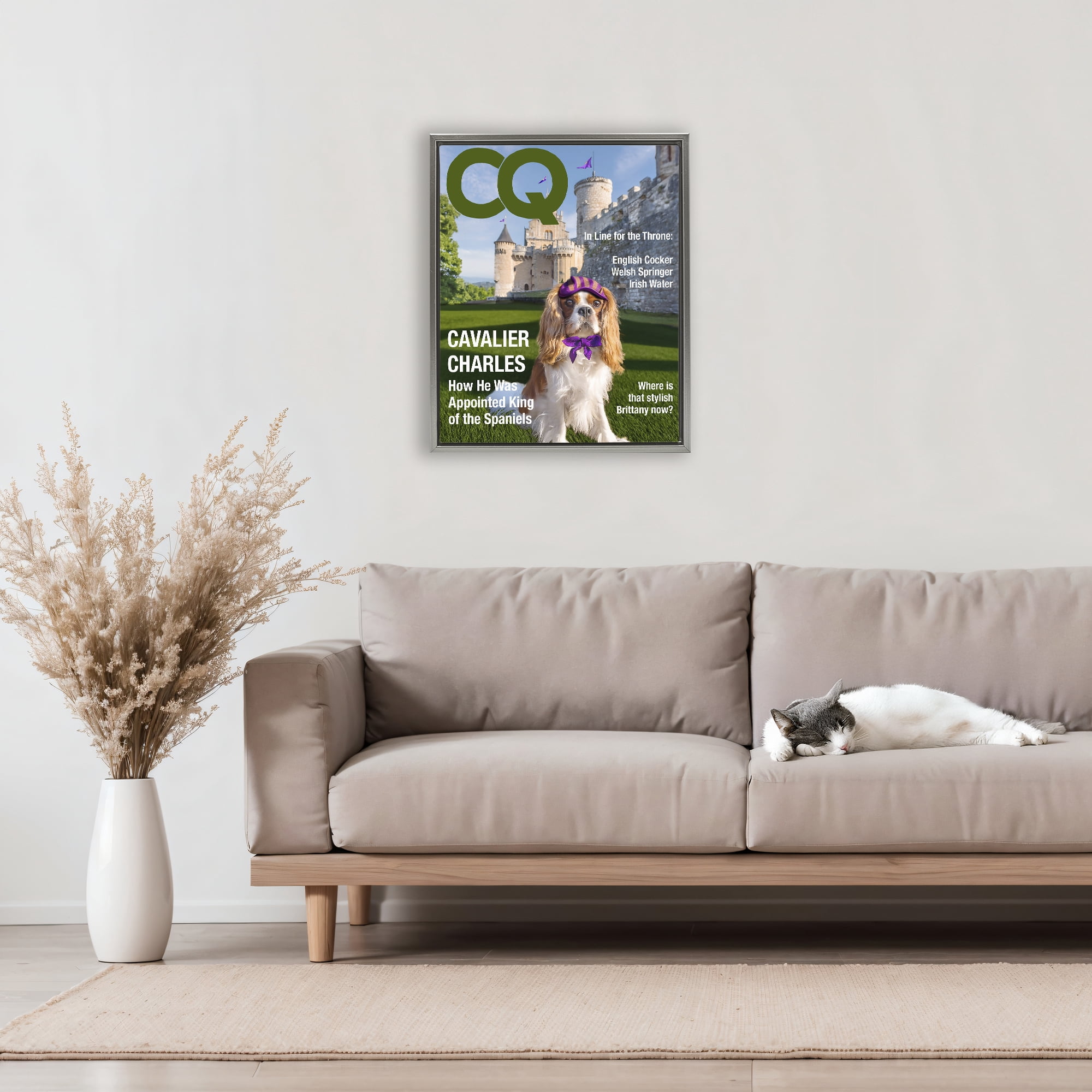 Stupell Industries Royal Cavalier Magazine Gray Framed Floater Canvas Wall Art, design by Grotto Studios