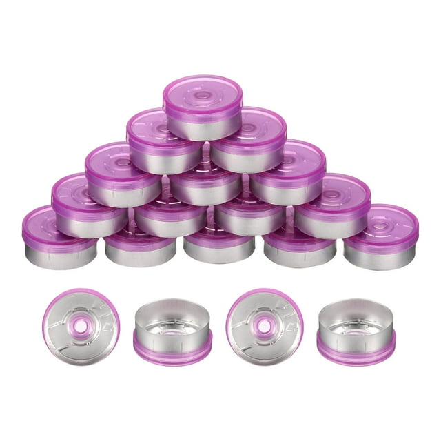 Tapa de Flip Off Uxcell de 20 mm 200PCS Sellos sin Bisel para frascos de vidrio y botellas liofilizadas, Rosa/Plata