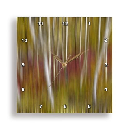 3dRose, California, June Lake. Aspens in Fall golden color, blur motion, 15x15 Wall Clock