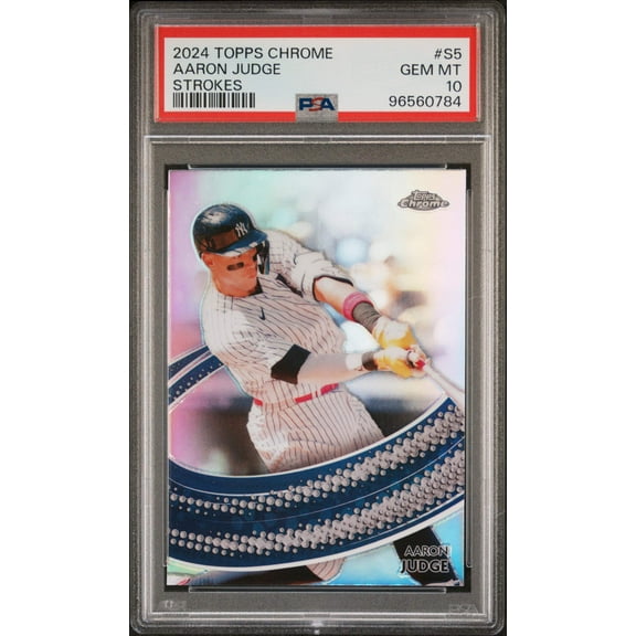 Graded 2024 Topps Chrome Aaron Judge #S5 Strokes Baseball Card PSA 10 Gem Mint