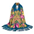 thumbnail image 1 of Tassel Cravate Wrap Femmes Dame Châle Écharpe Voyage Folk-Custom Imprimer Écharpe, 1 of 2