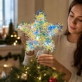 thumbnail image 4 of Homellea Lighted Tinsel Star Christmas Tree Topper, Battery Operated LED Five Point Star with Spring Base for Xmas Tree Top, Holiday Party, Living Room, Mantel and Indoor Home Decor, 4 of 6