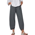 thumbnail image 3 of Mujer Pantalones Bolsillo Noveno Pantalones Pantalones deportivos holgados de pierna ancha, Gris, L Eigraketly AP002213-10, 3 of 5