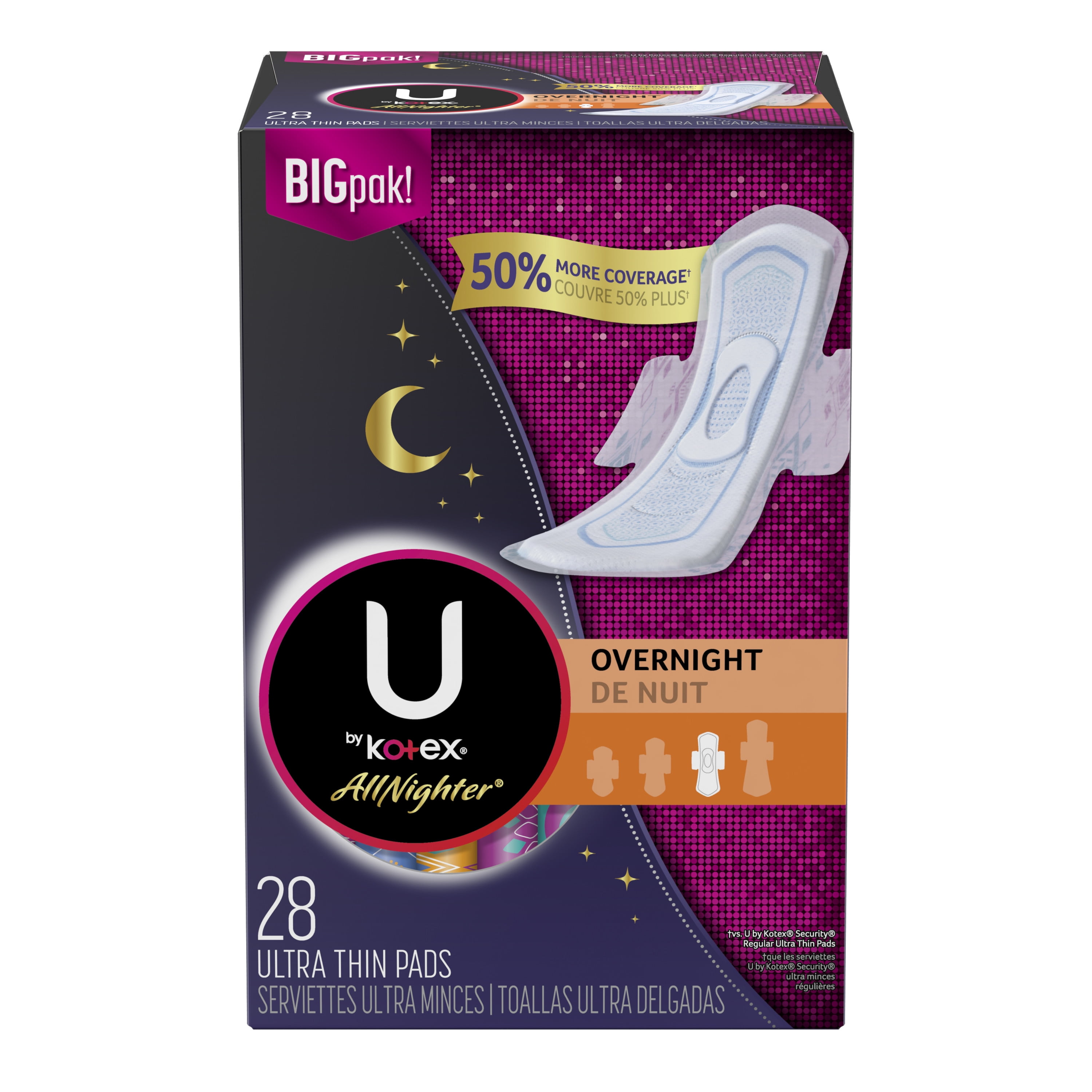 U by Kotex AllNighter Ultra Thin Overnight Pads with Wings, Fragrance