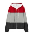 thumbnail image 4 of BiZtdJrK Color Block Zip Up Hoodies for Women Long Sleeve Oversized Drawstring Sweatshirts with Pockets Fall Winter Lightweight Gym Coat Red S, 4 of 6