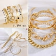 thumbnail image 6 of 6 PACK (24 PCS) Boho Gold Chain Bracelets Set for Women, 14K Gold Plated Multiple Layered Stackable Open Cuff Wrap Bangle Adjustable, 6 of 8