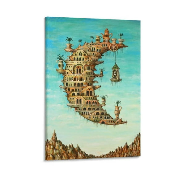 Salvador Dali Wall Art Prints 《living on The Moon》 Poster Canvas Wall Art Prints Poster Gifts Photo Picture Painting Posters Room Decor Home Decorative 12x18inch(30x45cm)