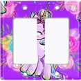 thumbnail image 6 of Metal Light Switch Plate Cover Purple Unicorn Rose Fairy Universe UNI006, 6 of 13