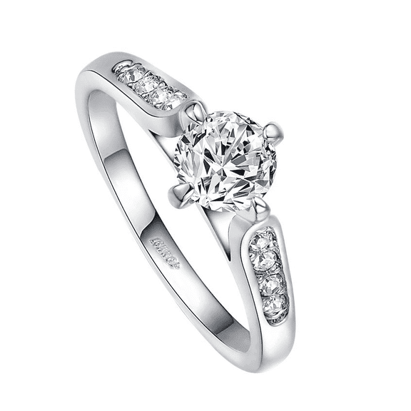 Yoursfs Cubic Zirconia Wedding Ring for Women Silver Plated Classic Prong Setting Round Cut CZ Engagement Rings Trendy Jewelry (Size 9)