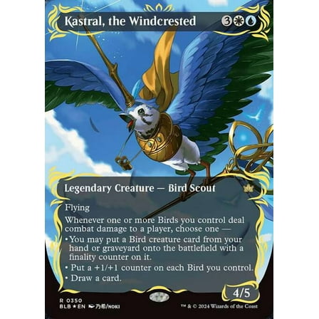MtG Bloomburrow Rare Kastral, the Windcrested [Raised Foil] #350