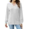 thumbnail image 5 of Women Casual Long Sleeve V Neck Sweatshirts Cute Loose Fit Lightweight Pullover Tops, 5 of 9