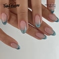 thumbnail image 1 of Fofosbeauty 24 Pcs Ongles Pressés, 2024 Faux Ongles Design, Amande Française Riche Vert Œil de Chat, 1 of 7