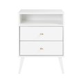 thumbnail image 3 of Wright Home Mid Century Modern 2 Drawer Tall Nightstand in White, 3 of 9