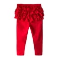 thumbnail image 4 of Coerni Baby Little Girls Solid Ruffles Pants Girls Winter Cotton Leggings Toddler Kids Stretchy Thermal Tights Pants, 4 of 6