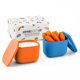 thumbnail image 1 of Omielife - UP (Paquete de 2) recipientes a prueba de fugas para llevar, recipiente de aderezo para ensaladas, recipiente de condimentos con tapas, silicona apta para alimentos, 4.5 onzas, Azul/naranja, 1 of 5