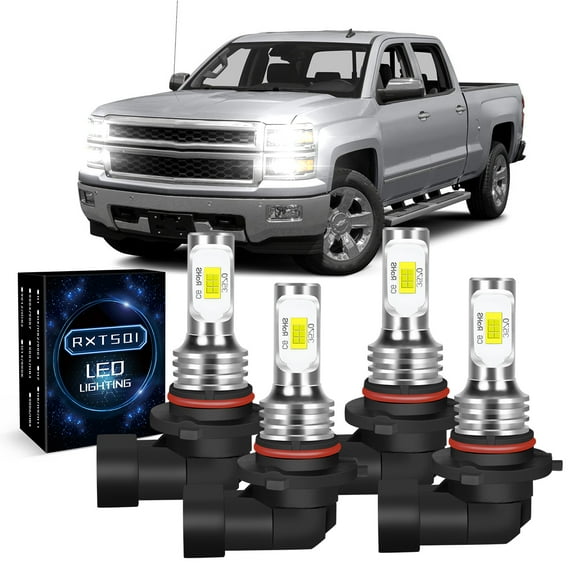 9005 9006 Led Headlight Bulbs for Chevy Silverado 1500 HD 2001-2003 Hi/Lo Beam 6000k White