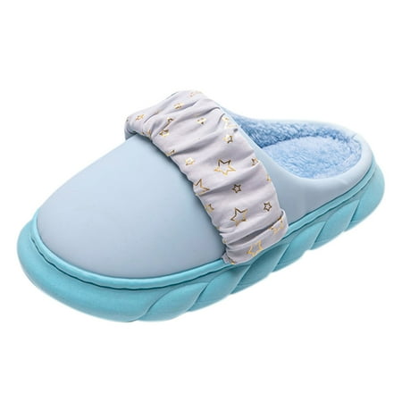 

Women s Fashion Shoes Winter Couples Women Warm Home Baotou Thick Bottom Waterproof Soft Bottom Comfortable Solid Color Flat Cotton Slippers