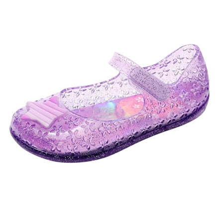 

kamemir Princess Shoes Girls Sandals Jelly Mary Jane Dance Party Shoes For Kids Toddler Fashionable Cute Comfortable Girls Sandals Slippers(Purple 13)
