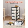 thumbnail image 4 of Plastic Storage Drawers Cart, 4 Drawers Storage Organizer with Wheels, Rolling Closet Organization and Storage Dividers, Dresser Organizer Clear Bins for Office Supplies, Craft Rooms, Classrooms, 4 of 9