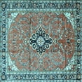thumbnail image 1 of Ahgly Company Indoor Square Medallion Light Blue Traditional Area Rugs, 4' Square, 1 of 4