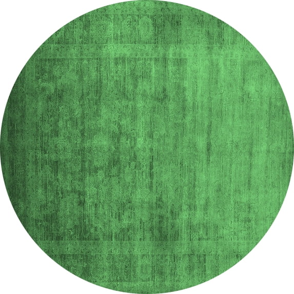 Ahgly Company Indoor Round Oriental Emerald Green Industrial Area Rugs, 5' Round