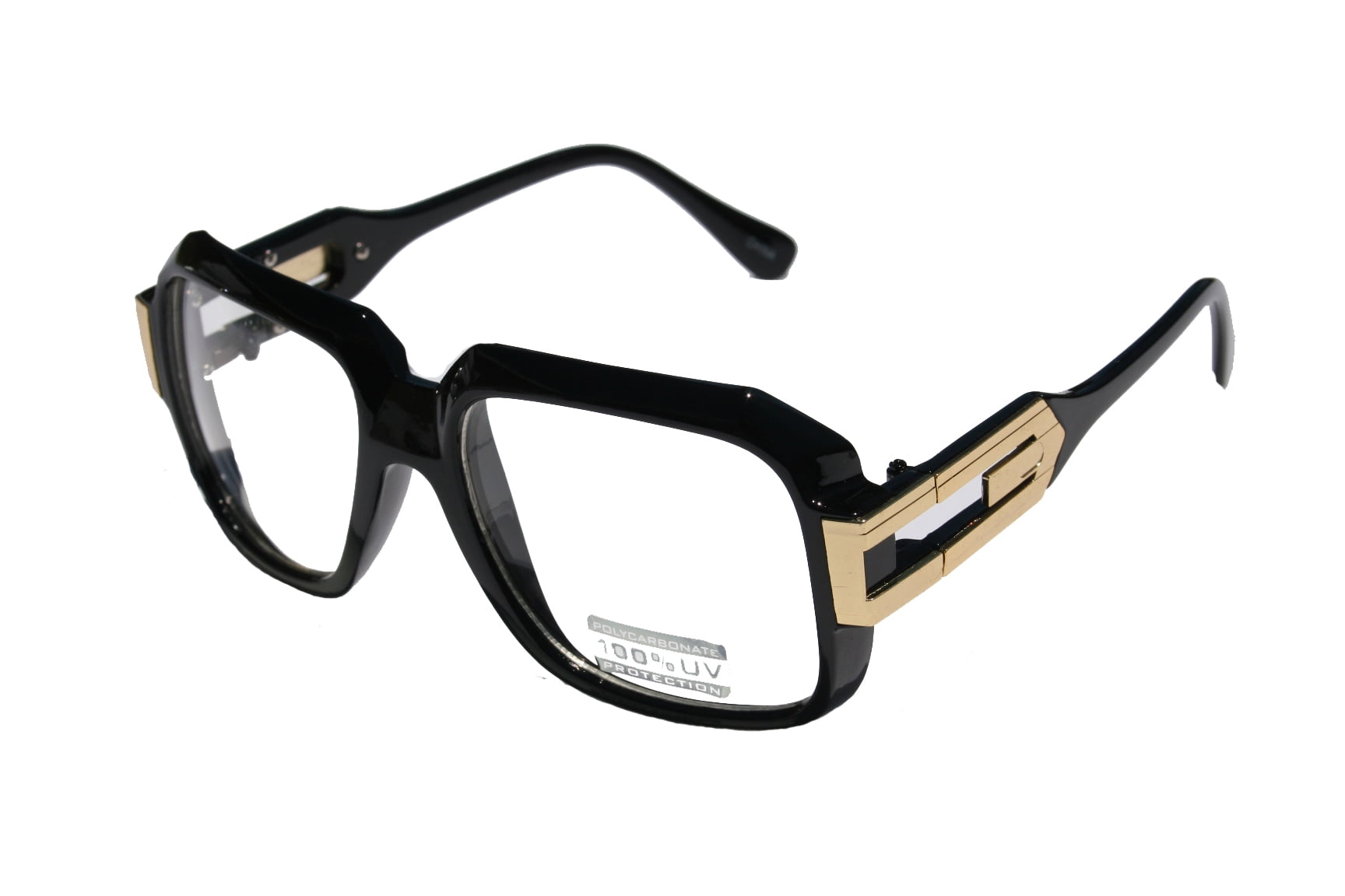 2 Pair Clear frame Clear Lens Square Retro Sun Glasses Gold Metal Accents dmc 