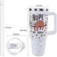 thumbnail image 3 of 40 oz Sloth Tumbler with Handle and Straw, Travel Mug Water Bottle, Stainless Steel Insulated Cup with Lid and Straw, Birthday Christmas Gifts, 3 of 6