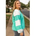 thumbnail image 4 of Ushdele Vibrant Aruba Blue Patchwork Plus Size Sweater - Stylish & Comfortable!, 4 of 8