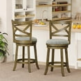 thumbnail image 2 of Costway Swivel Bar Stools Set of 2 Counter Height Chairs with Hollow Back  Soft-padded Seat Grey, 2 of 9