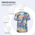 thumbnail image 3 of Zufioo Dolphin Rainbow Horse Print Men's Baseball Short Sleeve, Moisture Wicking Button-Down Hip Hop Tee-XX-Large, 3 of 7