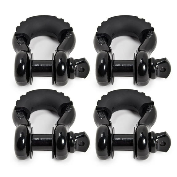 (4) 3/4" BLACK DRing Bow Shackle 10500lbs Pin & BLACK no noise vibration Reducer