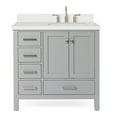 thumbnail image 2 of Ariel Cambridge 37 In. Right Offset Rectangle Sink Vanity With White Quartz Countertop In Grey, 2 of 10